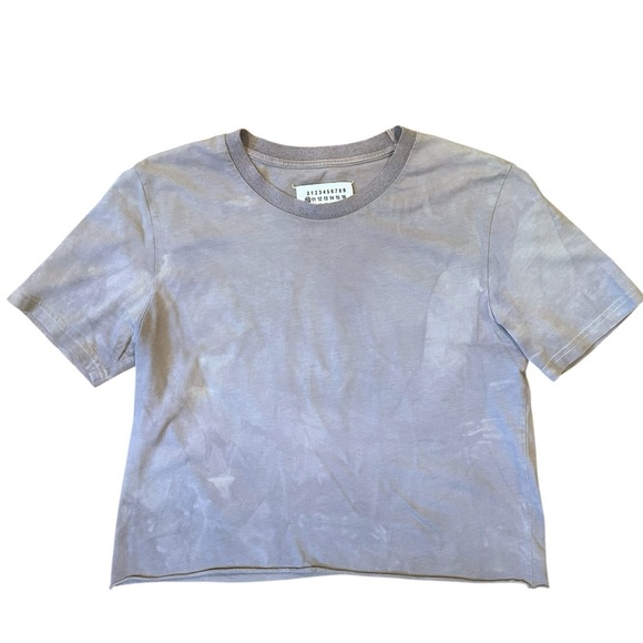 Maison Margiela women’s gray bleach dyed crop short sleeve T shirt small - Picture 1 of 6